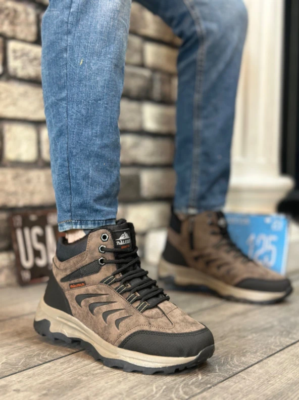 BA0322 Kalın Termo Taban Vizon Siyah  Erkek Trekking Outdoor Yarım Bilek Bot ürün görseli 1