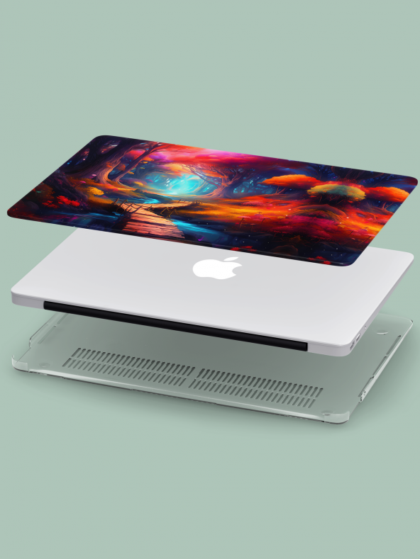 Macbook Pro Kılıf 16 inç A2141 MacAi16 Şeffaf Sert PVC Orman Manzara