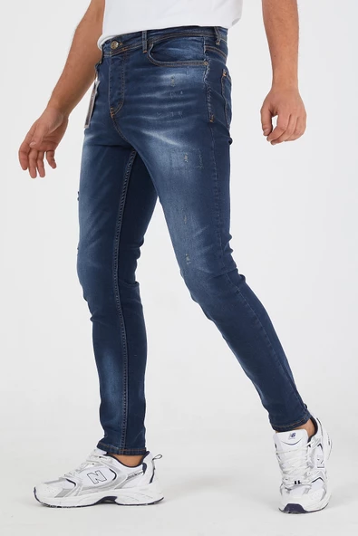 Murratto Erkek Slim Fit Likralı Tırnaklı Koyu Mavi Kot Pantolon - 3