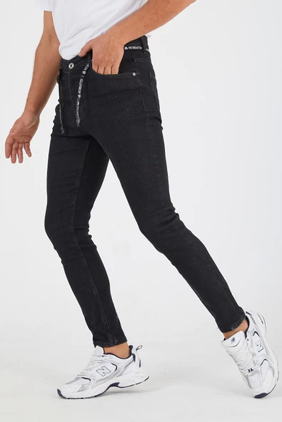 Murratto Erkek Slim Fit Likralı Siyah Kot Pantolon - 3