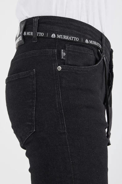 Murratto Erkek Slim Fit Likralı Siyah Kot Pantolon - 5