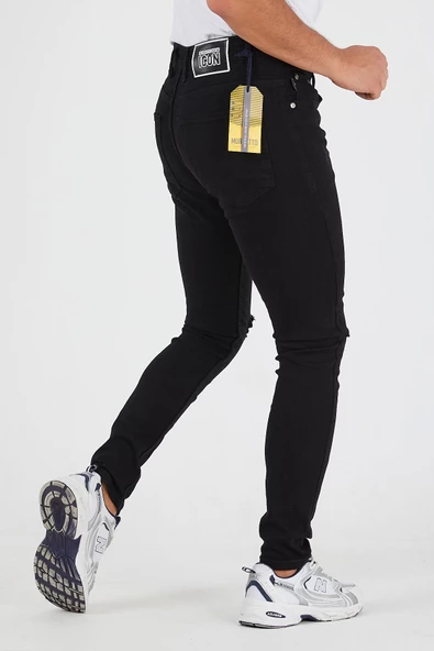 Murratto Erkek Slim Fit Likralı Diz Yırtık Siyah Kot Pantolon - 2