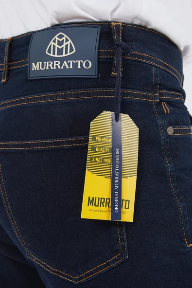 Murratto Erkek Slim Fit Likralı Koyu Mavi Kot Pantolon - 4