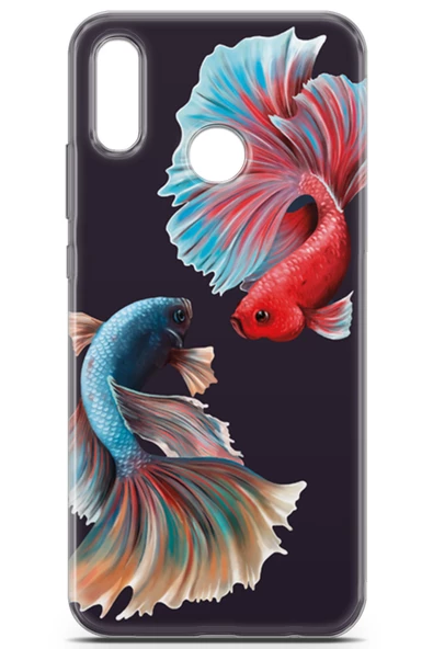 Huawei P20 Lite Kılıf Kingo 30 Neon Balıklar Kenarları Şeffaf Kapak - 2