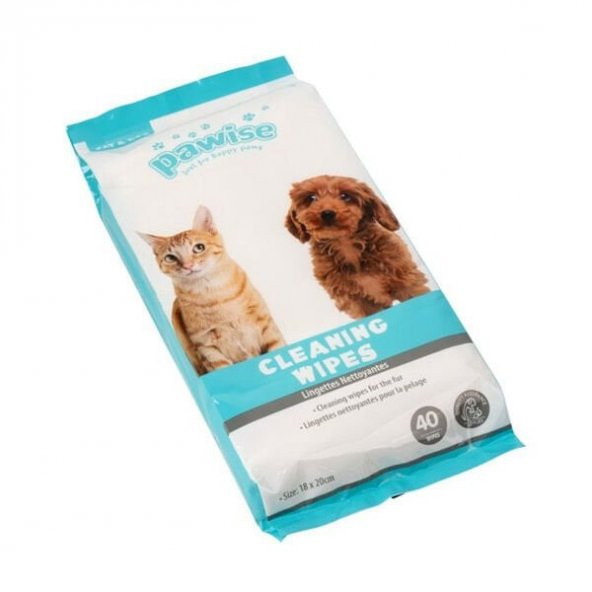 Pawise Aloe Veralı Kedi ve Köpek Temizleme Mendili 40 Adet