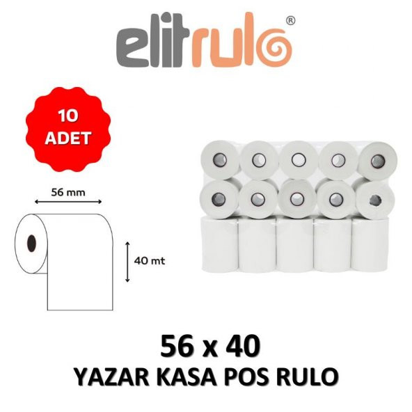 Elitrulo Yazar Kasa Pos Rulosu 56mm x 40mt - 10 Adet