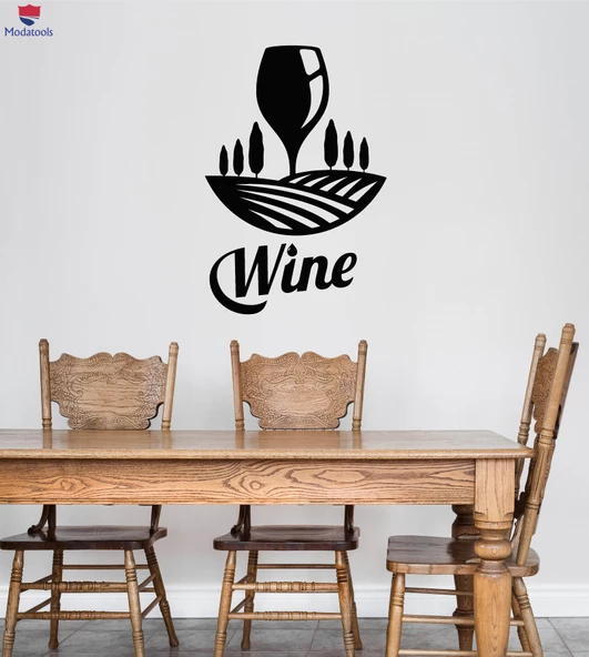 Dekoratif Duvar Sticker Cam Şarap Kadehi İçecek Restoran Çıkartmaları ürün görseli