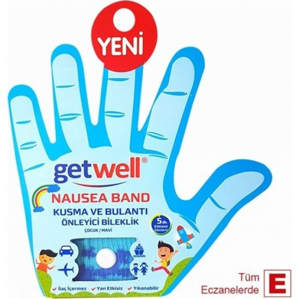 Getwell Nausea Kusma Ve  Bileklik Band (Çocuk) Mavi