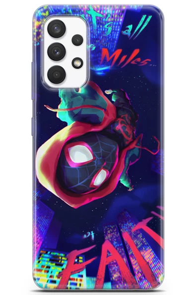 Samsung Galaxy A13 4G Uyumlu Kılıf Dc 25 Spider Man Miles Soyulmayan Kılıf Koyu Mavi