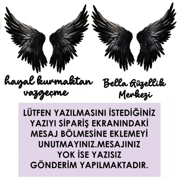 Veraart Kişiselleştirilebilir Işıklı Pleksi Cam Tablo Layana Siyah Melek Kanadı 70 cm - 3