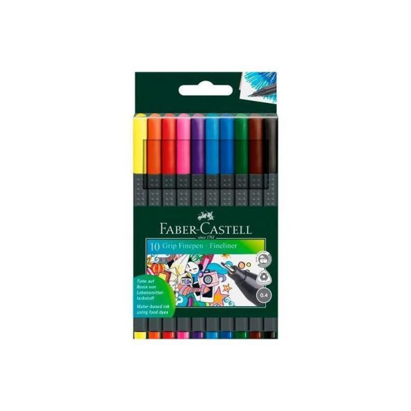 Faber Castell Grip Finepen Keçe Uçlu Kalem 10 Renk