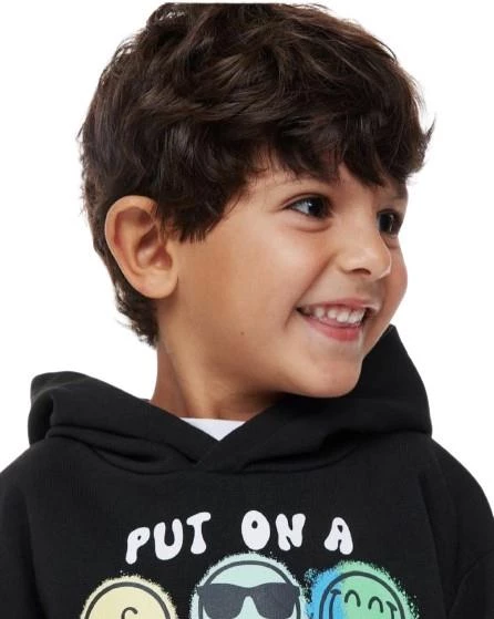 Happy Face Kapüşonlu Çocuk Sweatshirt - 4