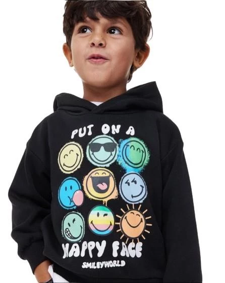 Happy Face Kapüşonlu Çocuk Sweatshirt - 3
