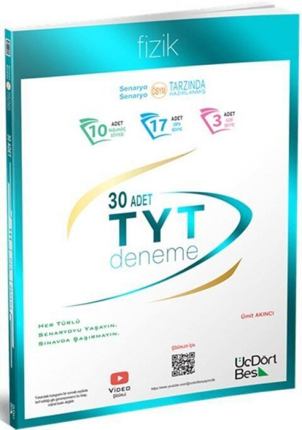 TYT Fizik 30 Deneme ÜçDörtBeş Yayınları