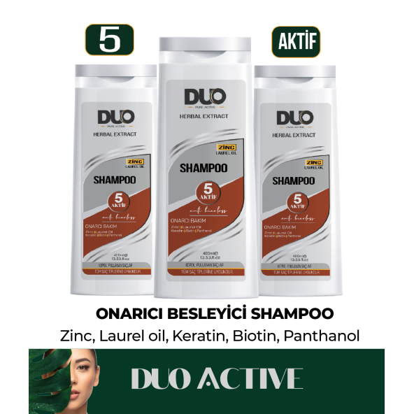 5 Aktifli Zinc + Laurel oil + Keratin + Biotin + Panthanol  Onarıcı Bakım Shampoo