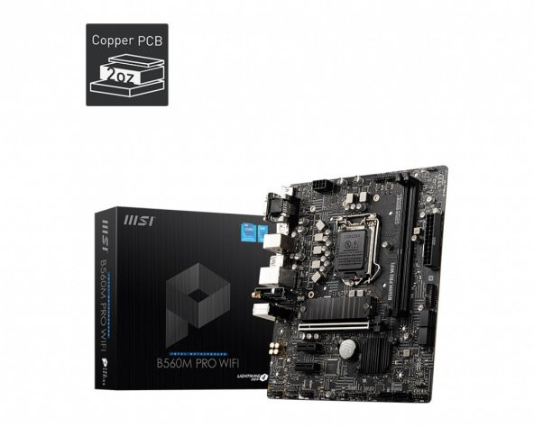 MSI MB B560M PRO WIFI SOKET 1200 DDR4 5200 (OC) PCI-E Gen 4 ,M.2 USB3.2 1x 2.5G LAN Wi-Fi 6 mATX