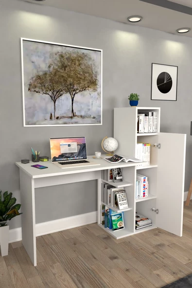 Moonlife Diamond Dolaplı Çalışma Masası Beyaz - 2