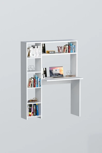 Moonlife Duru Kitaplıklı Çalışma Masası Beyaz - 4