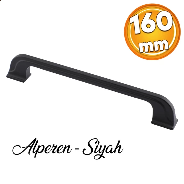 Mobilya Mutfak Dolabı Çekmece Dolap Kulpu Alperen Düz (160 MM-16.0 CM) Kulbu Siyah Metal Kulpları