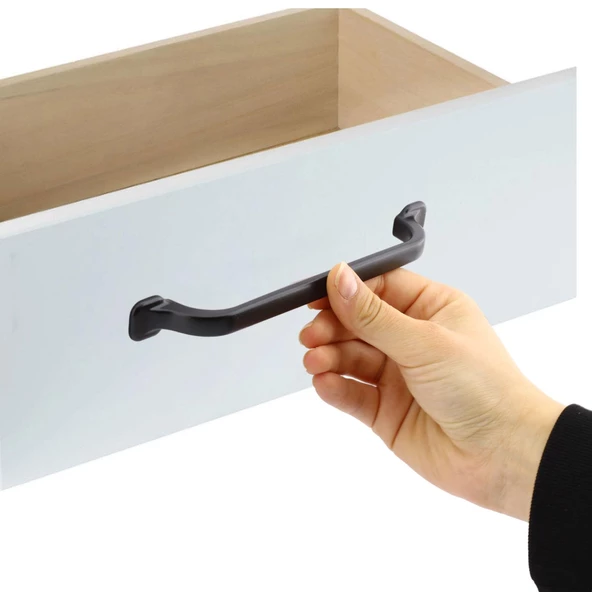 Zümre (160 MM-16.0 CM) Düz Mobilya Mutfak Dolabı Çekmece Dolap Kulpu Kulbu Siyah Metal Kulp Kulpları - 2