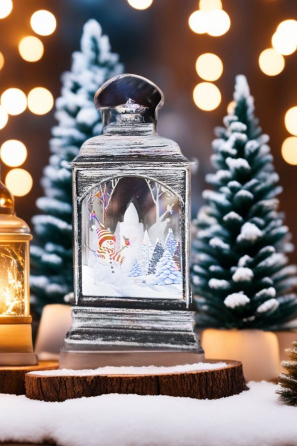 Yılbaşı Ağacına Asılabilen Silver Kardan Adamlı Noel Led Işık 15 cm
