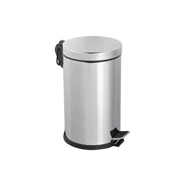 Efor Paslanmaz 430 Krom Metal İç Kovalı Pedallı Ofis Banyo Mutfak Çöp Kutusu Kovası - 16 Litre