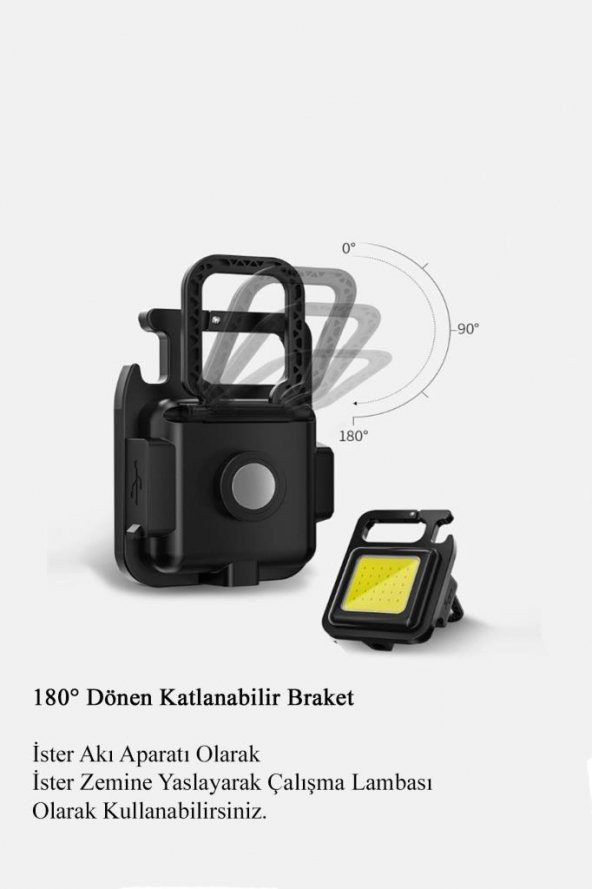 Panther PT-909 USB Şarjlı El Feneri Siyah - Beyaz Işık Asılabilir Led Lamba - 4
