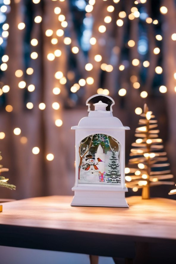 Yılbaşı Ağacına Asılabilen Kardan Adamlı Noel Beyaz Led Işık 15 cm