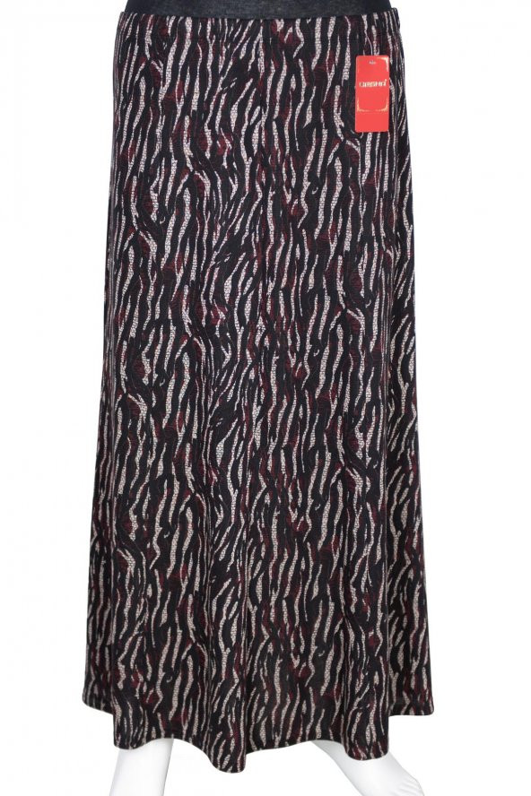 Hesna Kadın Ayşen Kışlık 8 Parça Zebra Desen Bordo Etek