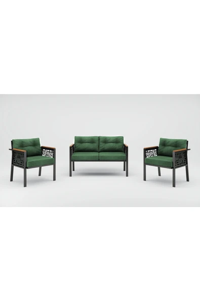 adımshops MELİSA Balkon-bahçe-kafe Çay Seti Koltuk Oturma Takımı-oturma Grubu,ofis Koltuğu yeşil - Resim 2
