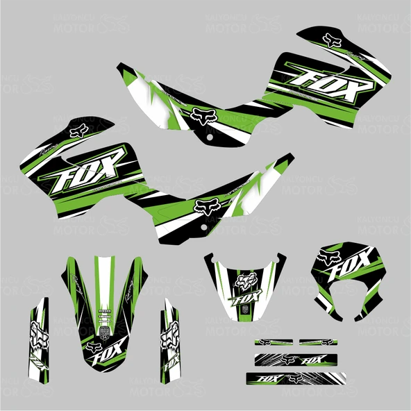 Mondial X-Treme Max 200 i Fox Design Sticker Set Yeşil-Beyaz - 2