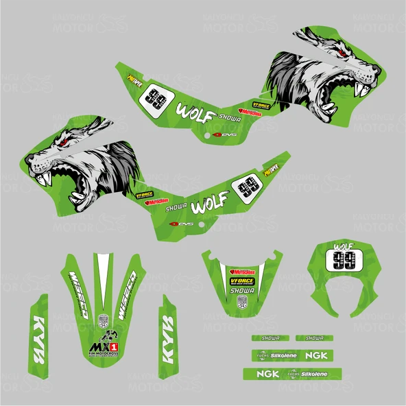 Mondial X-Treme Max 200 i Wolf Design Sticker Set Yeşil - 2