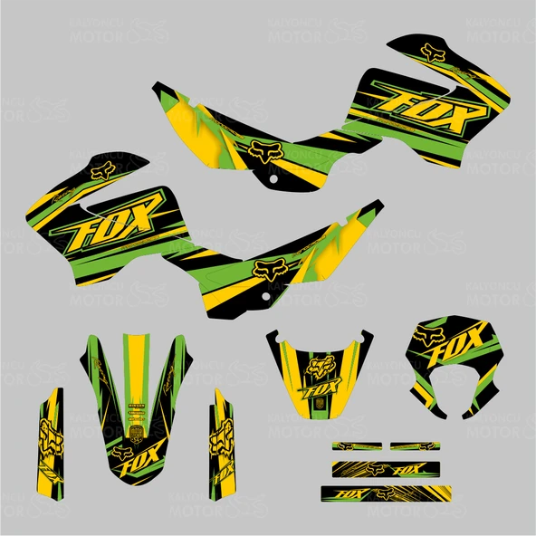 Mondial X-Treme Max 150 Fox Design Sticker Set Sarı-Yeşil - 2