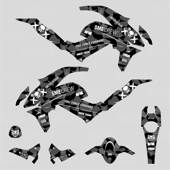 CF Moto NK 250 Sticker Set Grenzgaenger Design Siyah Beyaz - 2