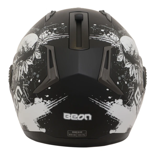 Beon B-700 Çene Açılır Motosiklet Kaskı Siyah Kuru Kafa - M - 2