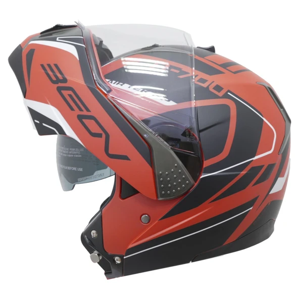 Beon Çene B 700 Air Tek Açılır Vizörlü Motosiklet Kaskı Kırmızı Siyah - L - 2