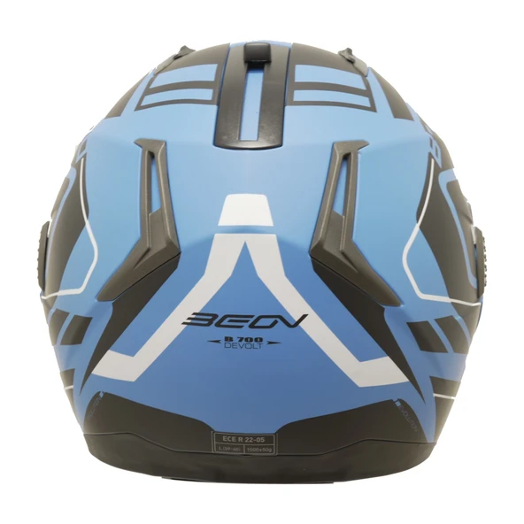 Beon Çene Açılır B 700 Air Tek Vizörlü Motosiklet Kaskı Mavi Siyah - S - 3