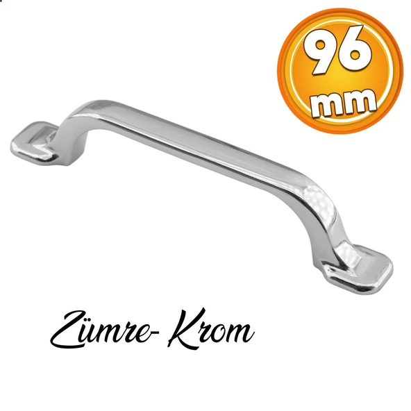 Zümre Düz Mobilya Mutfak Dolabı Çekmece Dolap Kapak Kulpu (96 MM-9.6 CM) Kulbu Krom Metal Kulpları