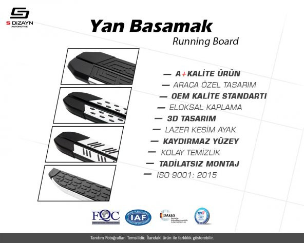 FORD COURİER ARACA ÖZEL YAN BASAMAK NOKTALI MODEL 2014 2015 2016 2017 2018 2019 2020 2021 2022 2023 - 6