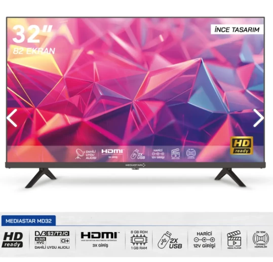 MediaStar 32' 82 Ekran Uydulu HD Ready Led Tv