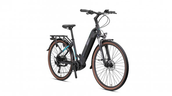 LOOP COMMUTER 28 ELEKTRİKLİ ŞEHİR BİSİKLETİ 9V HD 17.5 MAT SİYAH-FÜME-TURKUAZ - 2