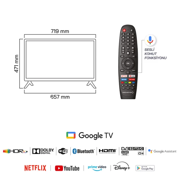 Mediastar 32" 82 Ekran Uydu Alıcılı HD Ready Android LED TV - 3