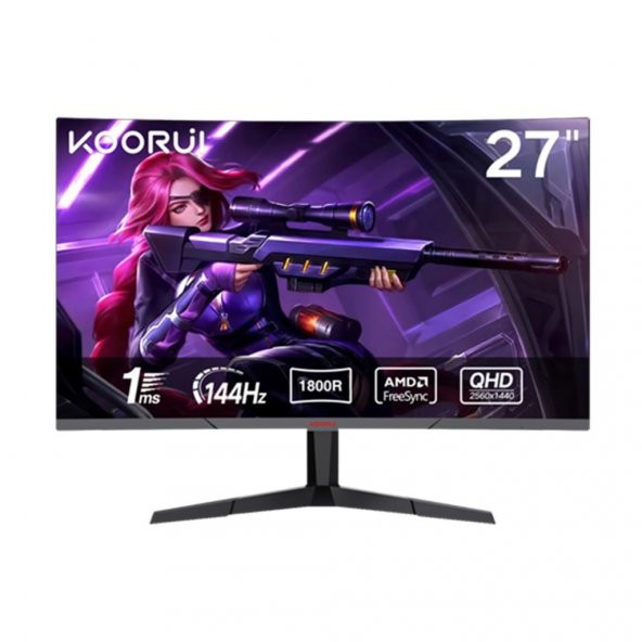 Koorui 27" 27E6QC 27" 144Hz 1ms VA QHD (HDMI, DisplayPort) Curved Monitör