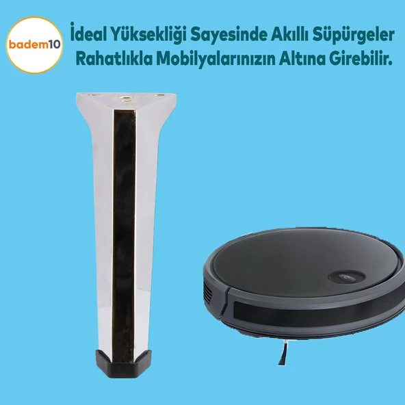 Sehpa Masa Puf Tabure Ünite Baza Koltuk Ayağı Mobilya Ayakları Ayağı Metal Ayakları 12 Cm Krom - 5