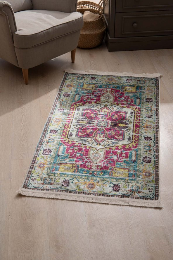 Bluenity Kadife Dijital Baskı Halı 80x150 - Bej