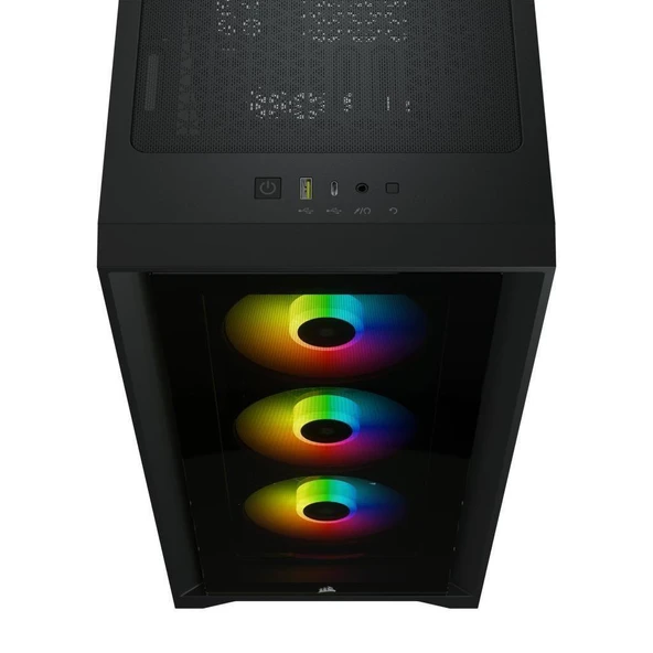 CORSAIR CC-9011204-WW ICUE 4000X RGB TEMPERLI CAM YAN PANEL MID TOWER BILGISAYAR KASASI SIYAH - 6