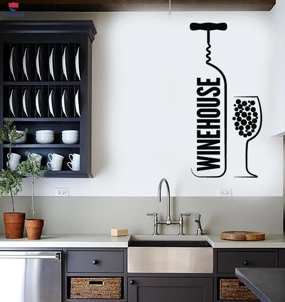 Dekoratif Duvar Sticker Şarap Evi Bar Şişe Açacağı Çıkartmaları