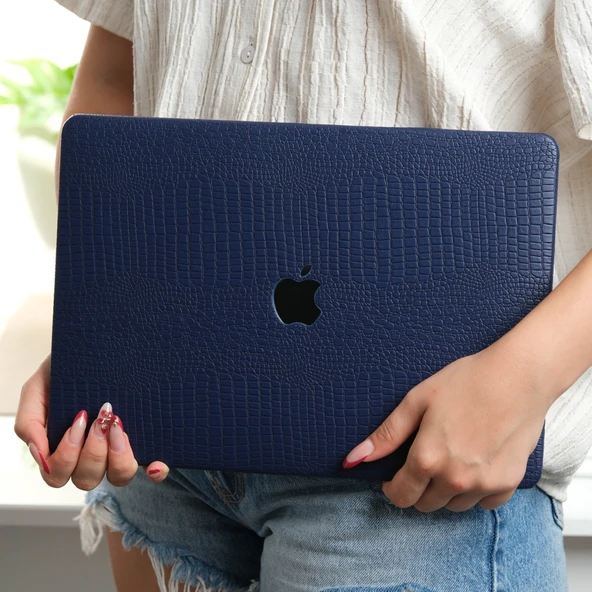 Macbook Air 13 inç M1 Deri Kılıf 360 Derece Saran Kaplama Koruyucu A2337 A2179 A1932 Uyumlu - Resim 6