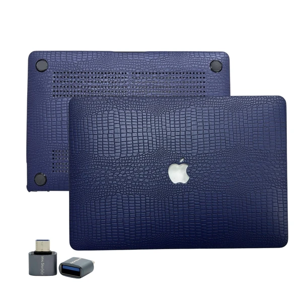 Macbook Air 13 inç M1 Deri Kılıf 360 Derece Saran Kaplama Koruyucu A2337 A2179 A1932 Uyumlu - Resim 2