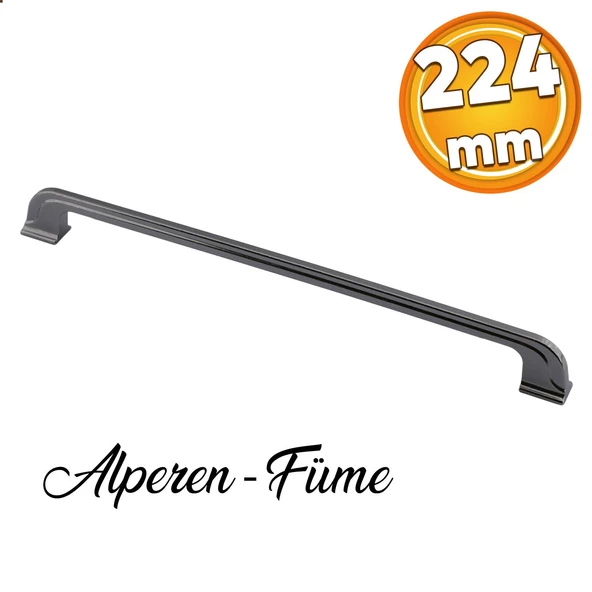 Alperen (224 MM - 22.4 CM) Mobilya Mutfak Dolabı Çekmece Dolap Kulpu Düz Kulbu Füme Metal Kulpları